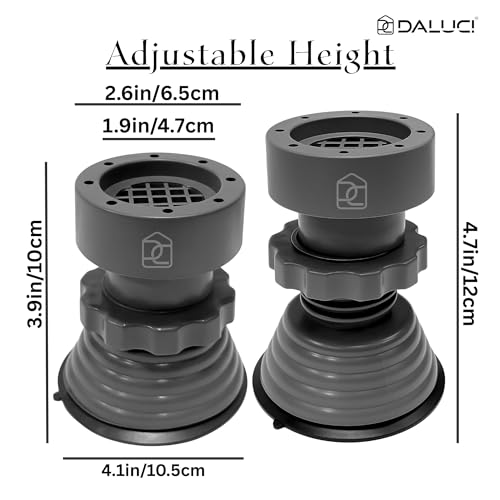 Image of DALUCI Anti Vibration Pads for Washing Machine & Appliances - Heavy Duty Rubber Feet with Suction, Noise Reduction, Shock Absorber Base - Set of 4 Adjustable Pads for Washer, Dryer, Refrigerator | Anti Vibration Pads for Washing Machine,Refrigerator