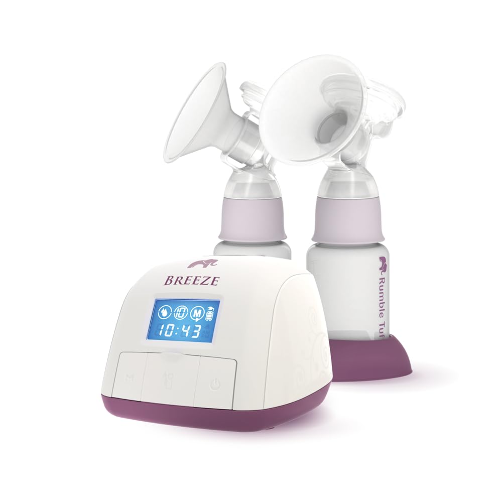 Rumble Tuff Breeze with Peak Enhanced Waveform Technology | Sistema chiuso | Tiralatte elettrico | Pulsante di memoria intelligente | Supporto per pompaggio virtuale con consulente per l'allattamento
