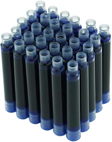 Juego de Plumas Estilográficas Hongdian, Cartuchos de Tinta de Color Azul, Paquete de 30 Cartuchos de Recarga de Tinta, Diámetro de Agujero de 3,4 mm