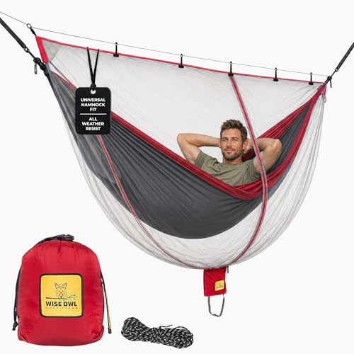 Image of Wise Owl Outfitters Hammock Bug Net - Mosquito Net for Hammock, Lightweight Bug Netting for Camping, Hiking, Backpacking, Forest & Outdoor Use