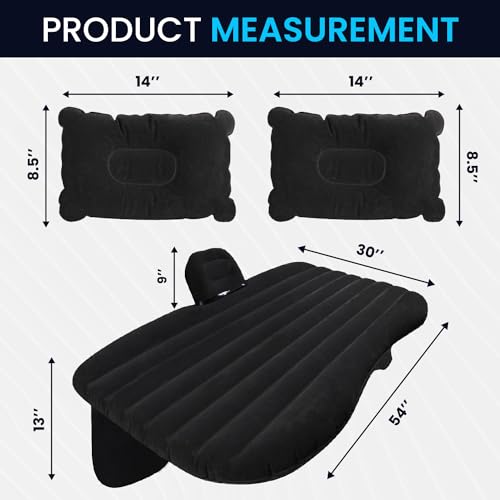 Image of Kingsway Inflatable Car Bed Mattress Universal for All Cars Used for Travelling, Campaigning and for Long Tours (Black Color)