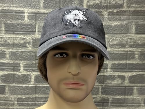 Image of Opossum Possum Hat for Men Women, Embroidered Adjustable Dad Cap | Animal Lover Gift Idea, Outdoor Casual Wear Cap, Soft Washed Cotton, Adjustable Fit Closure