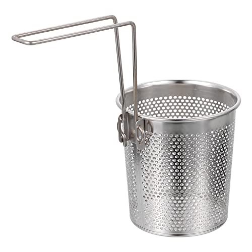 Stainless Steel Colander Basket with Handle Large Skimmer Spoon Vegetable Fruit Colander Strainer Round Mesh Strainer for Noodles Fried Food Cover