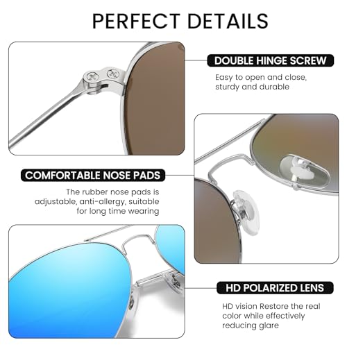 DUCO Classic Aviator Sunglasses for Men Women Retro Polarized Sun Glasses UV400 Protection Driving Fishing 30254