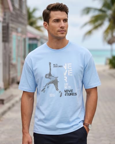 Image of Nobero Men's Oversized Graphic T-Shirt for Men | Soft Cotton | Drop Shoulder Relaxed Fit | Printed Casual Tshirt for Men