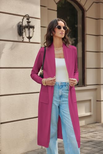 Image of GRACE KARIN Essential Solid Open Front Maxi Long Knitted Cardigan Sweater for Women