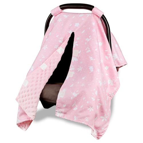 Image of ManFaiSky Car Seat Cover Baby, Soft Carseat Covers Baby Girl, Multi-Use Nursing Cover & Infant Carseat Canopy, Pink