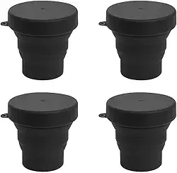 Copo Retrátil de Silicone, 150ml, Amarelo, Com Tampa, Kit 4 Unidades (Preto)