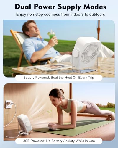 Ventilateur de bureau rechargeable à flux ajustable à 120 degrés