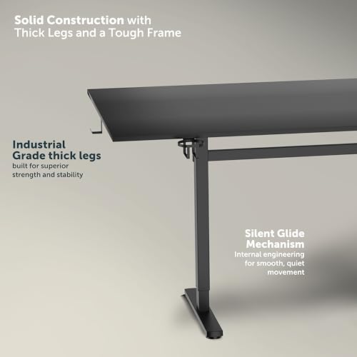 Image of JIN OFFICE Octave Electric Height Adjustable Desk | Standing Desk, 80 Kg Wt. Cap, 2 Year Warranty| Sit Stand Table with Cup Holder, Memory Preset| Stability Crossbar| Black 1200*750mm /25mm Thick Top
