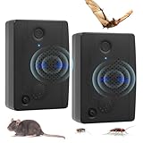2Pack Ultrasonic Bat Repellent Devices for Attic House Porch, Adjustable Bat Exclusion Device Indoor&Outdoor, Friendly to Human and Pet (Black)