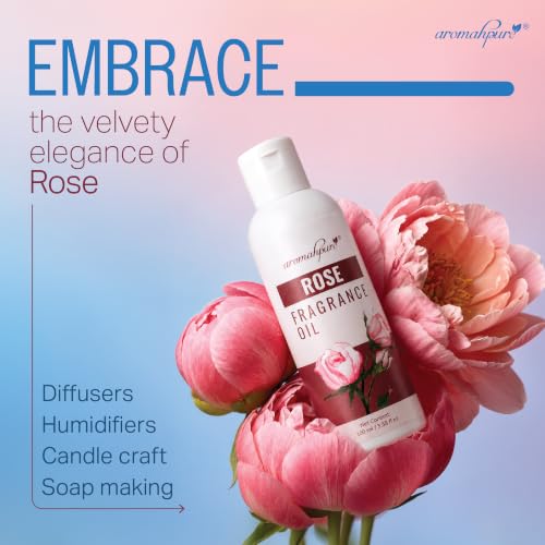 Image of Aromahpure Rose Aroma Oil | 100ml Undiluted & Natural | Long-Lasting Scent for Aromatherapy, Candle & Soap Making, Diffusers, Room Freshener, Humidifier, Bathroom Revitalizer & Home Essentials