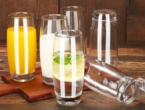 Image of bellemax 350 ML Drinking Glasses, Highball Lead-Free Glasses, Tumblers for Mixed Drinks, Water, Juice, Beer, Cocktail and Mixed Drinks (6)
