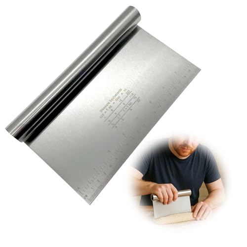 wilcractk Teigschaber Edelstahl Mit Maßskala Teigspachtel Und Tortenschneider 12x22 cm In Silber Für Backen Teigverarbeitung Tortenzubehör Und Küche Langlebig Und Vielseitig