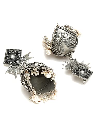 Celebrity Style Oxidised Silver Jhumki Earrings