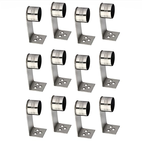 Image of GHAR DWAR L Shape Stainless Steel Wall Mount Concealed Long Band Curtain Rod & Ceiling Holder Brackets for Door and Windows Heavy Duty Holder Bracket Silver (2 inch Silver, Pack of 6 Pair)