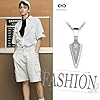 INFINIONLY Mens Stainless Steel Necklace Pendant: Vintage Silver Arrowhead Pendant for Teenager - Creative Necklaces with 55cm Chain - Novelty Jewellery #5