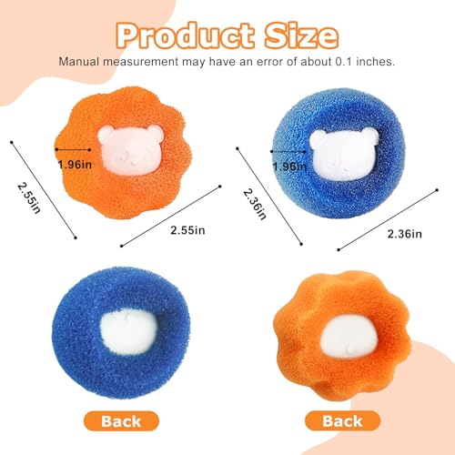 Image of 10 Pcs Pet Hair Remover for Laundry, Washing Machine Hair Catcher, Dryer Balls for Clothing Dog Cat Pet Fur Remover (Orange+Blue)
