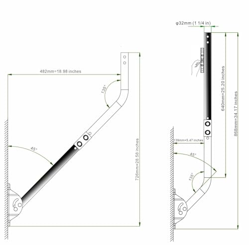 Image of Extension Pole for CEKAY Diameter 1.25 inch J Pole Mount (Diameter 1.25 inch, Extension 16.5 inch, Black)