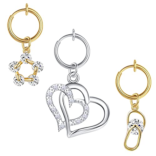 MODRSA Clip on Belly Button Rings Fake Belly Piercing Jewelry Fake Belly Rings Non Piercing Spring Fake Navel Ring Gold and Silver Heart MODRSA Clip on Belly Button Rings Fake Belly Piercing Jewelry Fake Belly Rings Non Piercing Spring Fake Navel Ring Gold and Silver Heart