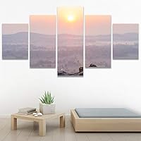 SIGNWIN 5 Panel Canvas Wall Art Modern Art Expressive Landscape Modern Mountain Top Multicolor Photography for Home Decorations Ready to Hang - 60