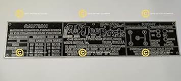 Old Model Jeep Silver Data Plate | Willys Jeep Spare Parts | Willys Jeep Accessories