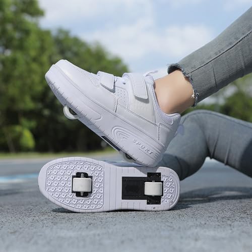 Kids Roller Skates Shoes Sneakers for Boys & Girls, Skateboarding Shoe Fashion Parkour Shoes with 2-Wheels Unisex Retractable Skating Shoes for Children's Park Sports Walking2