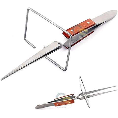 6-1/4" Straight Fiber-Grip Cross-Locking Tweezers with Stand for Soldering Welding Jewelry Making Repair Tool by G.S Online Store Cover