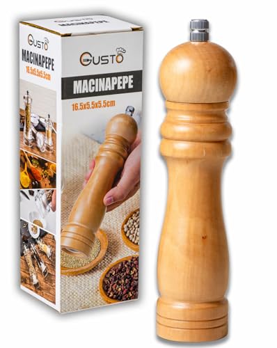 IPEA Moulin à Poivre Manuel en Bois pour Poivre, Piment et Sel - [ DESIGN CLASSIQUE ] - Moulin à Poivre de Cuisine avec Broyeur en Métal pour Moudre...