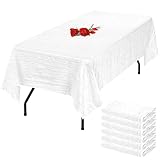 6 Pack White Tablecloths for Rectangle Tables 60 x102 Inch White Table Cloth Crinkle Taffeta Table Clothes for 6 Foot Rectangle Tables Washable Polyester Fabric White Table Cloths for Wedding Party