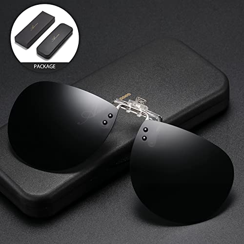 Polarized Large Flip Clip On Sunglasses over Glasses3