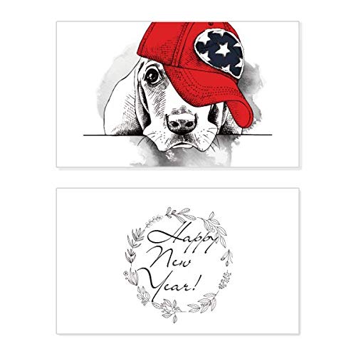 Tarjeta de Año Nuevo con perro en acuarela para amantes de mascotas
