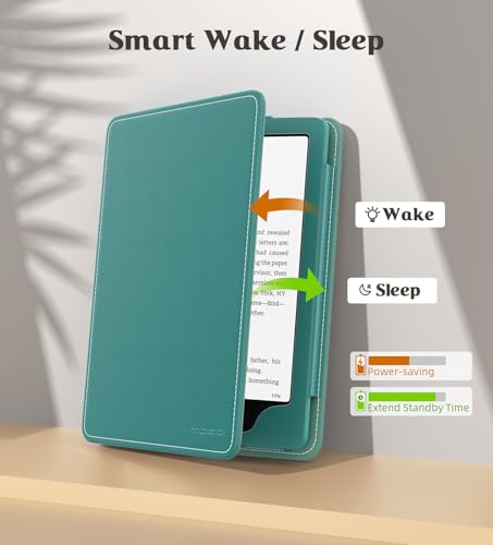 Image of MoKo Case for 7 inch /6.8 inch Kindle Paperwhite(12th /11th Generation-2024 /2021) and Kindle Colorsoft Signature Edition, Slim PU Shell Cover Case with Auto-Wake /Sleep for Kindle Paperwhite 2024, Jade Green