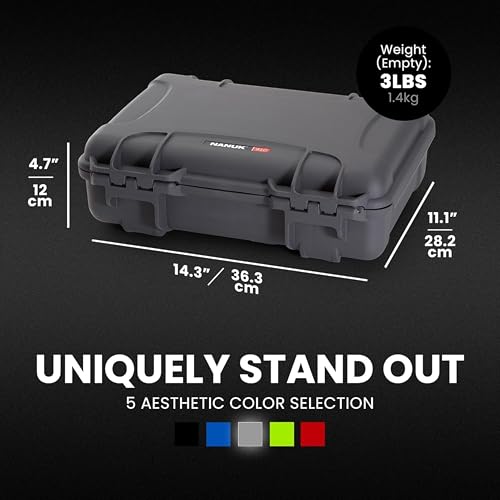 Image of NANUK 910 Hard Case with Customizable Cubed Foam, IP67 Waterproof, Dustproof and Impact Resistant, 14.3 inch x 11.1 inch x 4.7 inch, Rugged Construction for Ultimate Protection, Made in Canada - Graphite