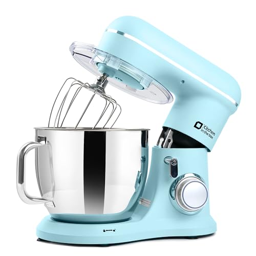Image of Kitchen in the box 7QT 900W 10-Speed Stand Mixer, Tilt-Head Kitchen Electric Mixer with Dough Hook, Whisk & Flat Beater(Blue)