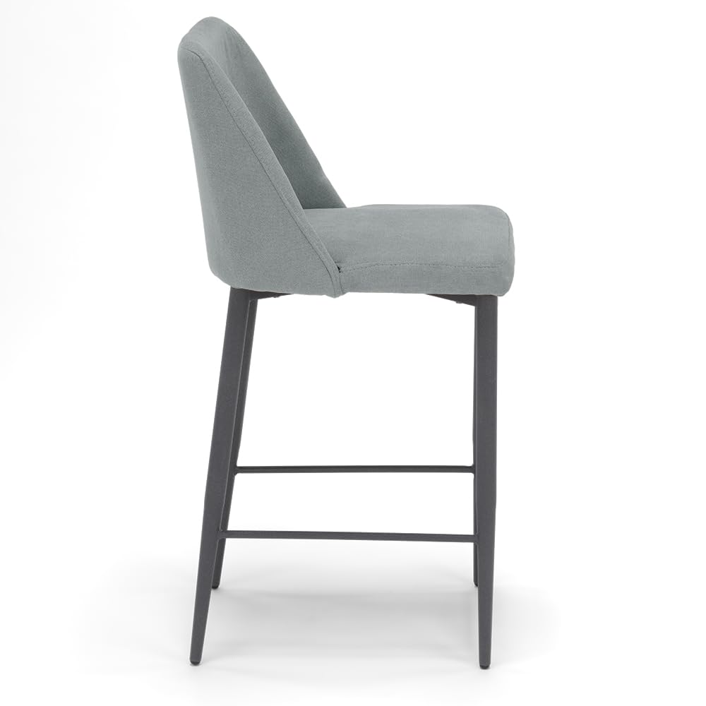 REDÒKASA Sgabello Imbottito ALEXIA MADE IN ITALY, H63 per sala da pranzo, cucina e soggiorno, gambe robuste in metallo effetto ghisa, rivestito con tessuto antimacchia idrorepellente (3, Grigio)