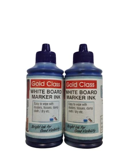Image of Gold Class White Board Marker Bottled Ink, 100ML | Easily refillable | Bold Round tip | Suitable for Multiple Surfaces | Office Stationery | School Stationery - Pack of 2 (Blue)