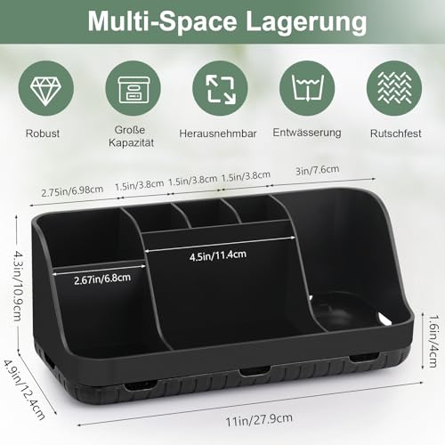 Zahnbürstenhalter für Badezimmer Organizer, Elektrische Zahnbürste und Zahnpasta Halter, 7 Slots Badorganizer für Badezimmer und Familie (Black) 6