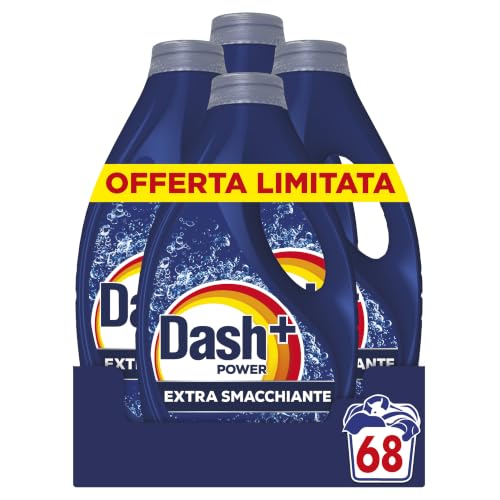 Dash Power+ Extra Smacchiante, Detersivo Lavatrice, 68 Lavaggi. | Rimuove macchie secche da 7 giorni, con 3 additivi integrati