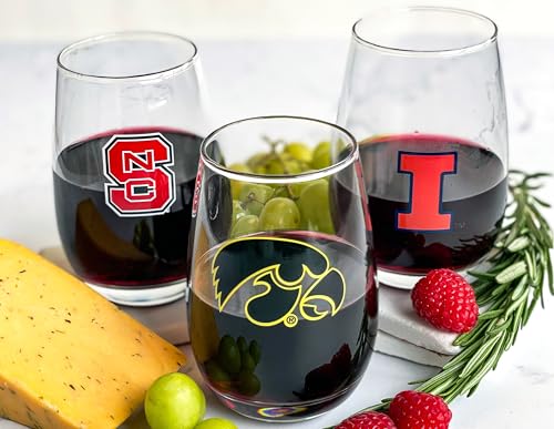 Copa de vino sin tallo grabada 15 oz Universidad miniatura 4