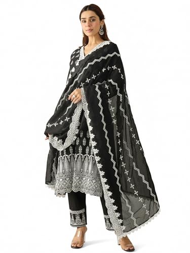Image of INDO ERA Women Pure Cotton Kurta Set with Dupatta | Festive Suit Set, 10790