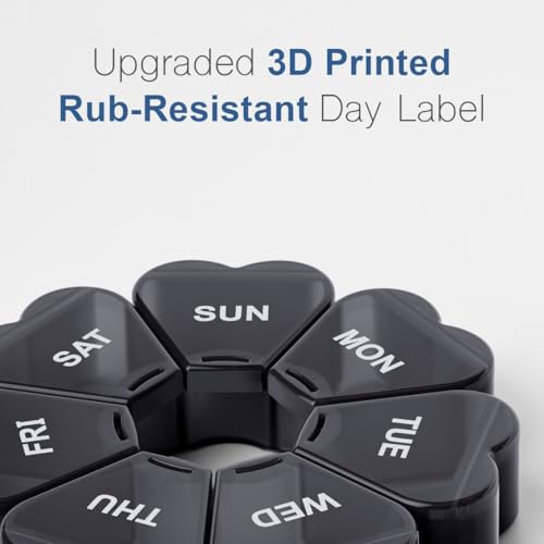 Large Weekly Pill Organizer, Pill Box 7 Day, KAPENS Daily Vitamin Case Large Capacity Compartments, Pill Containers for Fish Oil Medicine Supplements, Black - Image 6