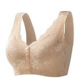 Luckywaqng Top de encaje sujetador sin costuras para mujeres embarazadas con encaje y hebilla frontal, sin camiseta práctica para la lactancia materna durante el embarazo y el parto, caqui, 4XL