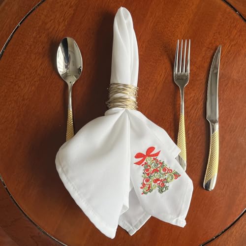 Servilletas de tela bordadas navideñas set de 4 20x20 in miniatura 4