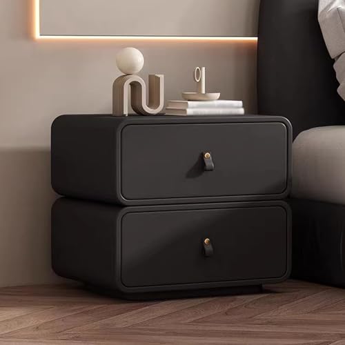 Mesita de noche con dos cajones, mesita de noche moderna con almacenamiento para muebles de dormitorio, mesa auxiliar compacta con armario