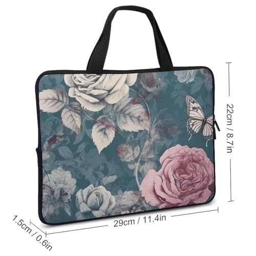 Maletín para portátil con diseño de rosas y mariposas miniatura 2