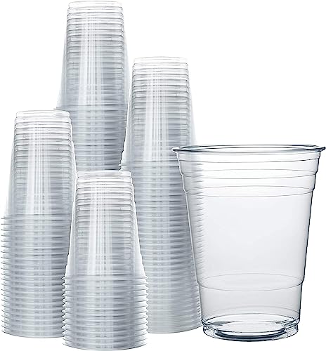 100 Bicchieri di plastica trasparenti – Bicchiere riutilizzabile realizzato in materiale ecologico – Bicchieri ideali per feste, compleanni e Natale – 200 ml (100 bicchieri)