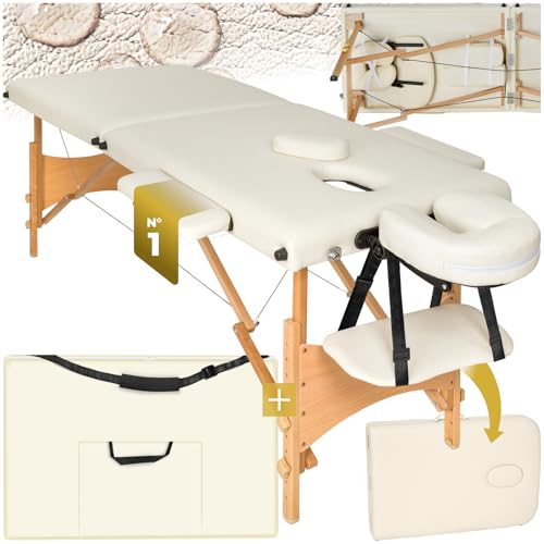 TecTake® Lettino Massaggi Portatile 2 Zone, Pieghevole, Poggiatesta Rimovibile, Rivestimento...