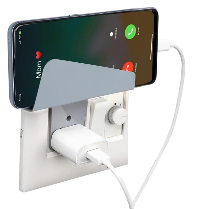 VIVITO Wall-Mounted Socket 2-Pin Mobile Charger Holder | Secure Plug-in Backcase Smartphone Charging Stand Bracket for Home, Office, and Travel | Universal Compact Mobile Rack | Anycolor | Pack of 2-image-22