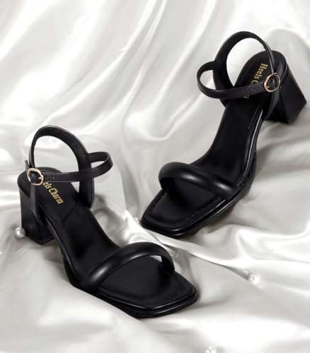 Image of Women's Chunky Block Heeled Sandals Open Toe Strappy Heel